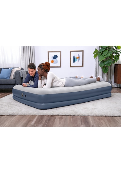 Çift Kişilik Şişme Yatak 203x152x36 Cm Usb Şarjlı Dahili Pompalı Hava Yatağı 300 Kg Taşıma Kapasiteli Gri