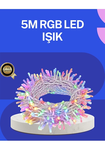 5 Metre Şeffaf Kablo Led Peri Işığı 50 Ampullü Dekoratif Led Diğer