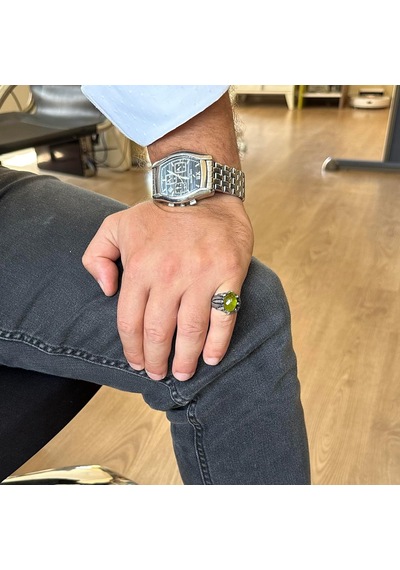 Sterling Gümüş Pençe Yüzük, Yaratılmış Peridot Taşı İle Gümüş