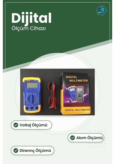 Dijital Multimetre Ölçü Aleti Ölçüm Cihazı Voltaj Akım Direnç Ölç