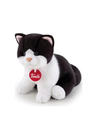 Sevimli Peluş Kedi 20 Cm Siyah Beyaz Renkli