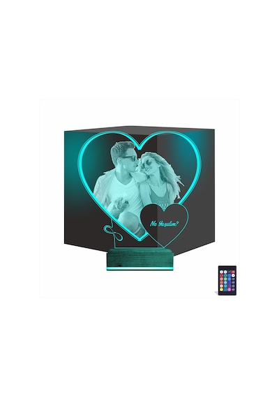 Luvivia Kalp Sevgiliye Hediye Fotoğraflı 3d Lamba - Masa Gece Lambası V5