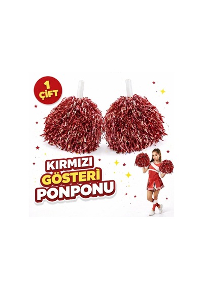 1 Çift 2 Adet Kırmızı Renk 23 Nisan 19 Mayıs 29 Ekim Okul Gösteri Ponponları Ekstra Dolgun Diğer