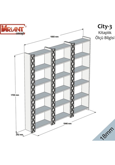 Variant Variant City Üçlü Kitaplık (248374222)