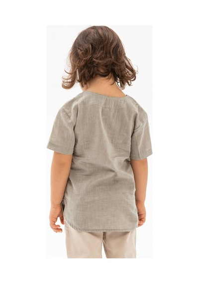 Eliş Şile Bezi Kısa Kol Şile Bezi Bisiklet Yaka Erkek Çocuk Tshirt Taş 3031