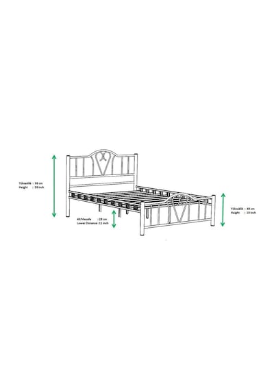 Argimo Orkide Tek Kişilik Ferforje Siyah Metal Karyola 90x190