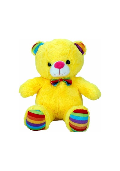 2962 Oturan Kurdeleli Renkli Peluş Ayı 30 Cm -