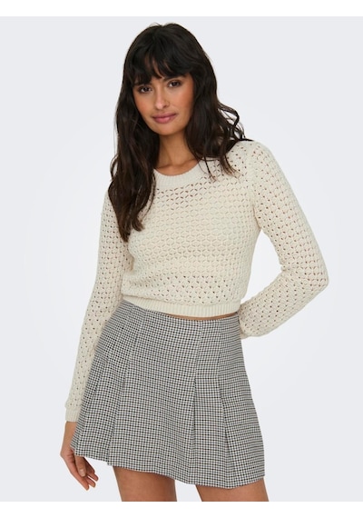 Only Onlmaura Lıfe Ls Back Detaıl O-neck Knt Kadın Beyaz Kazak - 15318340 Beyaz