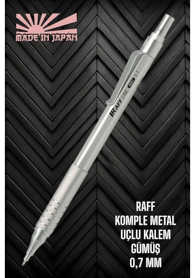 Raff Metal Gövde 0.7 Mm Gümüş Renk Uçlu Kalem Metal Versatil Kalem Çok Renkli