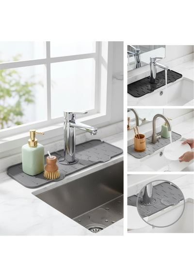 Deconox Silikon Musluk Matı Ve Lavabo Sıçrama Önleyici Mutfak Ve Banyo İçin Su Tahliyeli Tezgah Ko Sku: Smgstk73741e0f21