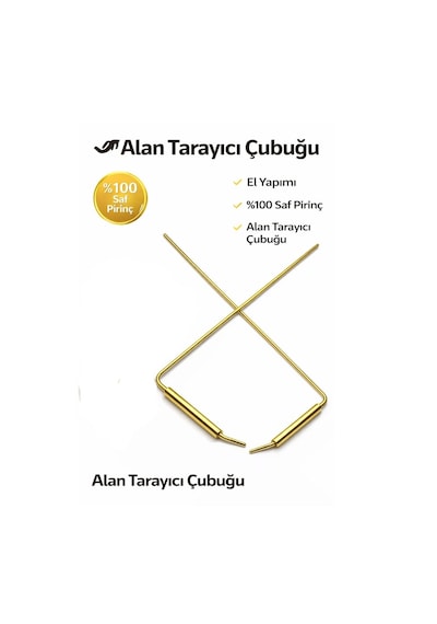 %100 Saf Pirinç Alan Tarama Çubuğu El Yapımı Profesyonel Define & Enerji Tespit Çubuğu 2 Li Set