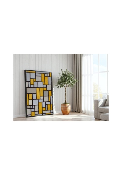 Mondrian Izgara İle Kompozisyon 1 Çerçevesiz Poster 21x30 Cm A4 Tablo Modern Sanat Duvar Dekoru