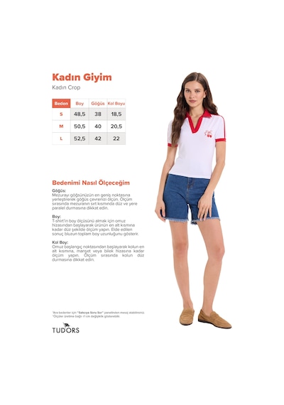 Tudors Kadın Slim Fit Dar Kesim Kısa Kollu Baskılı Omzu Şeritli V Yaka Beyaz Tişört Body-52067