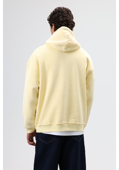 Vamos Basic Oversize Yıkamalı Hoodie Sarı