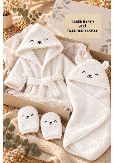 Bambu Bebek Banyo Set Yumuşacık 1 Bornoz 1 Kundak Havlu + 2 Kese ve Hediyeli Set Banyo Set - 707112808