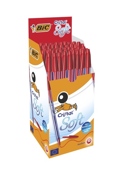 Tr Cristal Soft Tükenmez Kalem, Kırmızı, 50'li Kutu, 1.2 Mm Orta Kalınlıkta Uç, Şeffaf Gövde, Delikli Kapak Genel