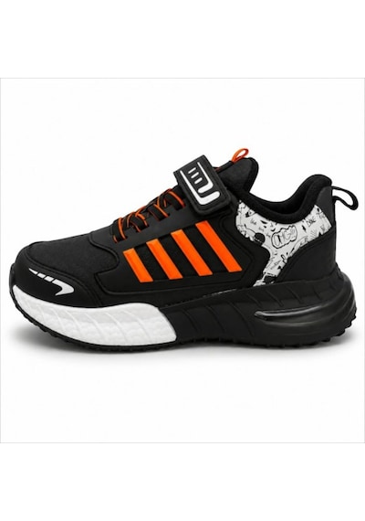 Black Flex Grafiti Çocuk Sneaker Ayakkabı Siyah Oranj 31-35 2651 Sıyah