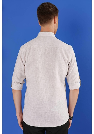 Efor G 1555 Slim Fit Bej Klasik Gömlek Bej