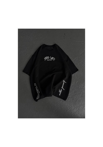 Kadın Kısa Kol Tişört Bisiklet Yaka Filistin Poşülü Baskılı T-shirt - Siyah