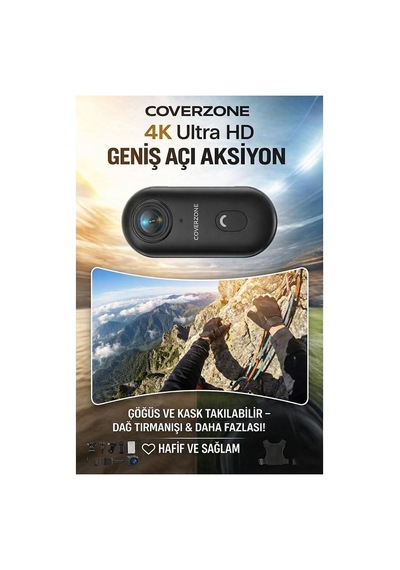 Coverzone Göğüse Takılabilir Mıknatıslı Kolyeli 1080p Mini Geniş Açı Aksiyon Kamera / Hafif Ve Kompakt Tasarı