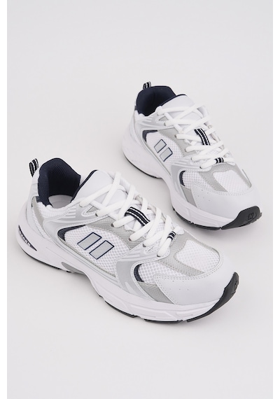 Muggo Shift Kadın Kalın Taban Bağcıklı Günlük Sneaker Spor Ayakkabı Beyaz