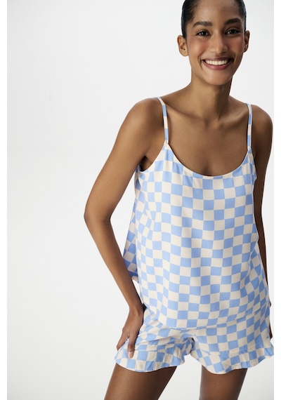 Penti Mavi Blue Gingham Şortlu Pijama Takımı