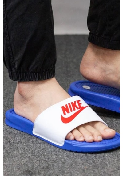 Nike Futura Benassi Slide Blue-white-red Unisex Mavi-beyaz Terlik Tek Bantlı