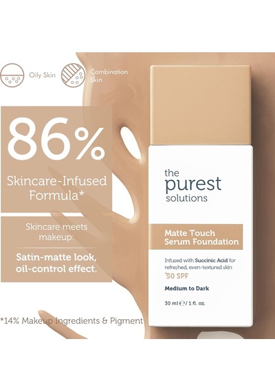 Sebum Dengeleyici & Matlaştırıcı Serum Fondöten Spf 50, 30 Mililitre Orta/koyu Ton