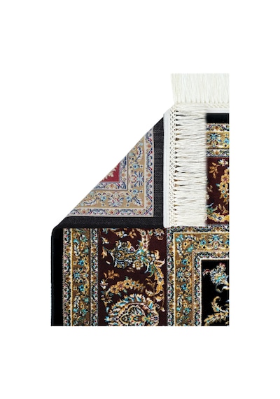 Cool Halı Zerabi Siyah Vintage Halı Gold Klasik Çerçeve %100 Doğal Otantik Oturma Odası Salon Halısı