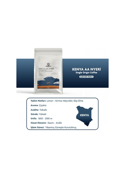 Kenya Aa Natural Kahve 250g Çekirdek Kahve Taze Kavrulmuş Çekirdek