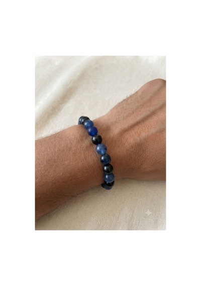 10 Mm Lapis Lazuli Doğal Taş Bileklik El Yapımı Esnek Unisex Tasarım Lacivert Lacivert