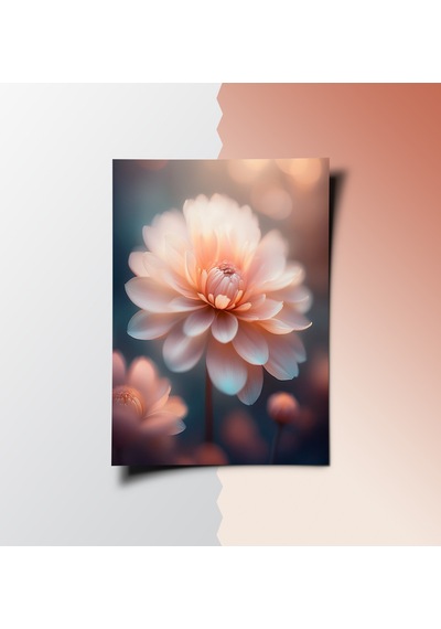 Çerçevesiz Poster, Dijital Baskı, Pembe Yıldız Çiçeği, Çiçekli, Modern , Soyut , Minimalist Poster