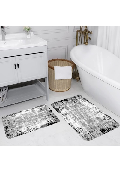 Eliana Home Dijital Baskılı 2'li Banyo Paspas Takımı Lna5117 Gri