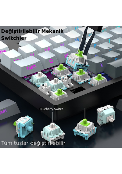 K88 Mekanik Oyun Klavyesi- 3 Modlu Hot Swap Rgb 4000 Mah Batarya