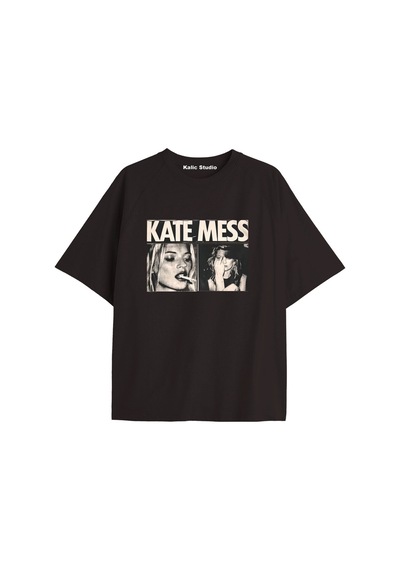Kalic Studio Kate Moss Oversize T-shirt Siyah Turkuaz