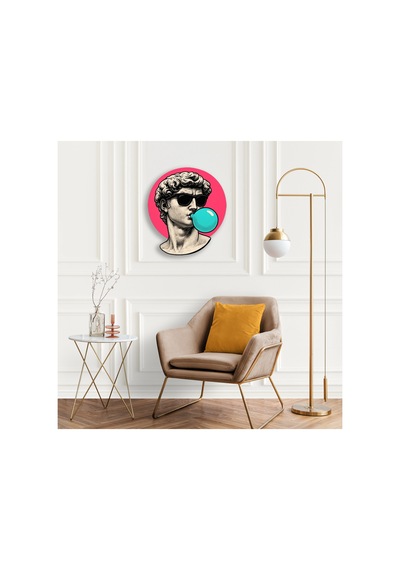Güneş Gözlüklü David Sakız Pop Art - Metal Tablo - Dec0144 45 X 50 Cm Çok Renkli