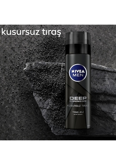 Men Erkek Tıraş Jeli Deep Dimension Aktif Karbon 200ml, Kusursuz Ve Kaygan Tıraş, Sakal Temizleyici