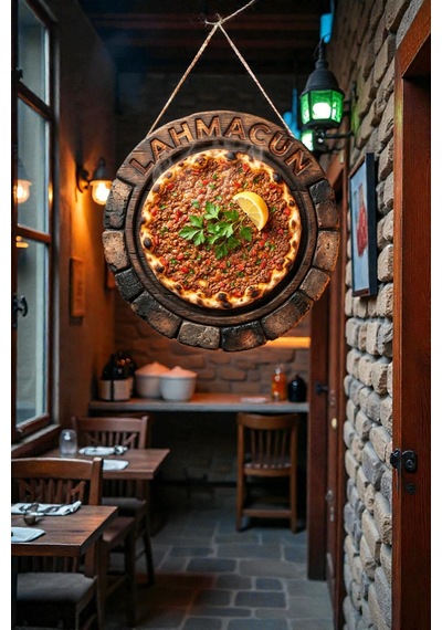 Kebapçı Ve Restoranlar İçin Dekoratif Lahmacun Duvar Kapı Süsü, Askılı Model