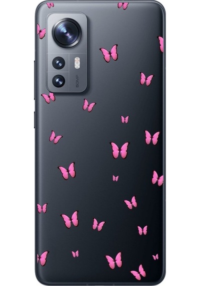 Xiaomi Mi 12 Uyumlu Şeffaf Kılıf Kelebek 2 Tasarımlı