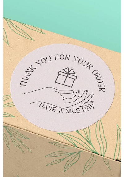 Hediye Kutulu Thank You Sticker 3x3cm St2332 Çok Renkli