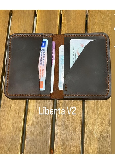 Parla Leather Liberta El Yapımı Hakiki Deri Kart Cüzdan Taba