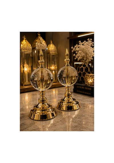 Sleep Nova Gold Crystal Cam Küre Dekoratif Obje Seti