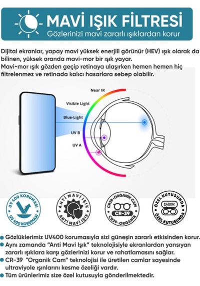 Siyah Oval Mavi Işık Filtreli Gözlük
