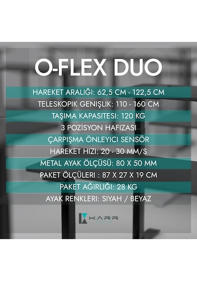 Karr Office O-Flex O2S8 Duo Çift Motorlu Elektrikli Yükseklik Ayarlı Masa - 180X80 - Pasifik Mavi/S Mavi Karr Office O-Flex O2S8 Duo Çift Motorlu Elektrikli Yükseklik Ayarlı Masa - 180X80 - Pasifik Mavi/S Mavi