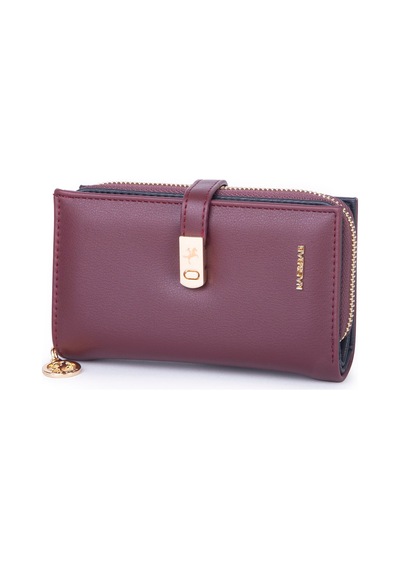 Nas Bag Kadın Orta Boy Kartlık Kağıt Para Ve Bozuk Para Tasarımına Sahip Bordo Dona 16x9 Cm