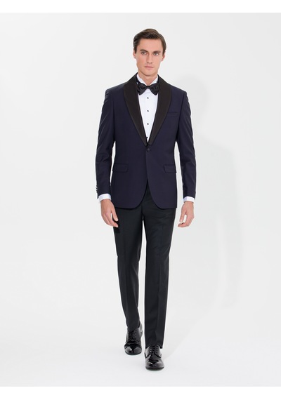 Cacharel Lacivert Slim Fit Smokin Ceket