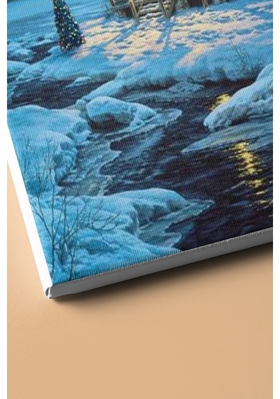 Webstyle Sayılarla Boyama Seti Çerçeveli Kasnaklı Karlı Ev 60x75 Cm
