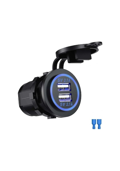 Pano Tip İkili Usb 2.1a Mavi Ledli