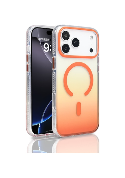 Zore İphone 17 Pro Max Kılıf M-safe Şarj Özellikli Transparan Renk Geçişli Nvth Toros Kapak - Gri