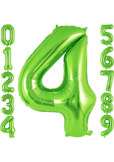 4 Rakam Açık Yeşil Folyo Balon 32-34" Inc 82 Cm